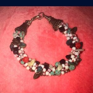 Women’s multi colored stone and glass bracelet